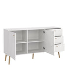 Cumbria Sideboard Buffet Unit 2 Doors + 3 Drawers White - Price Crash Furniture