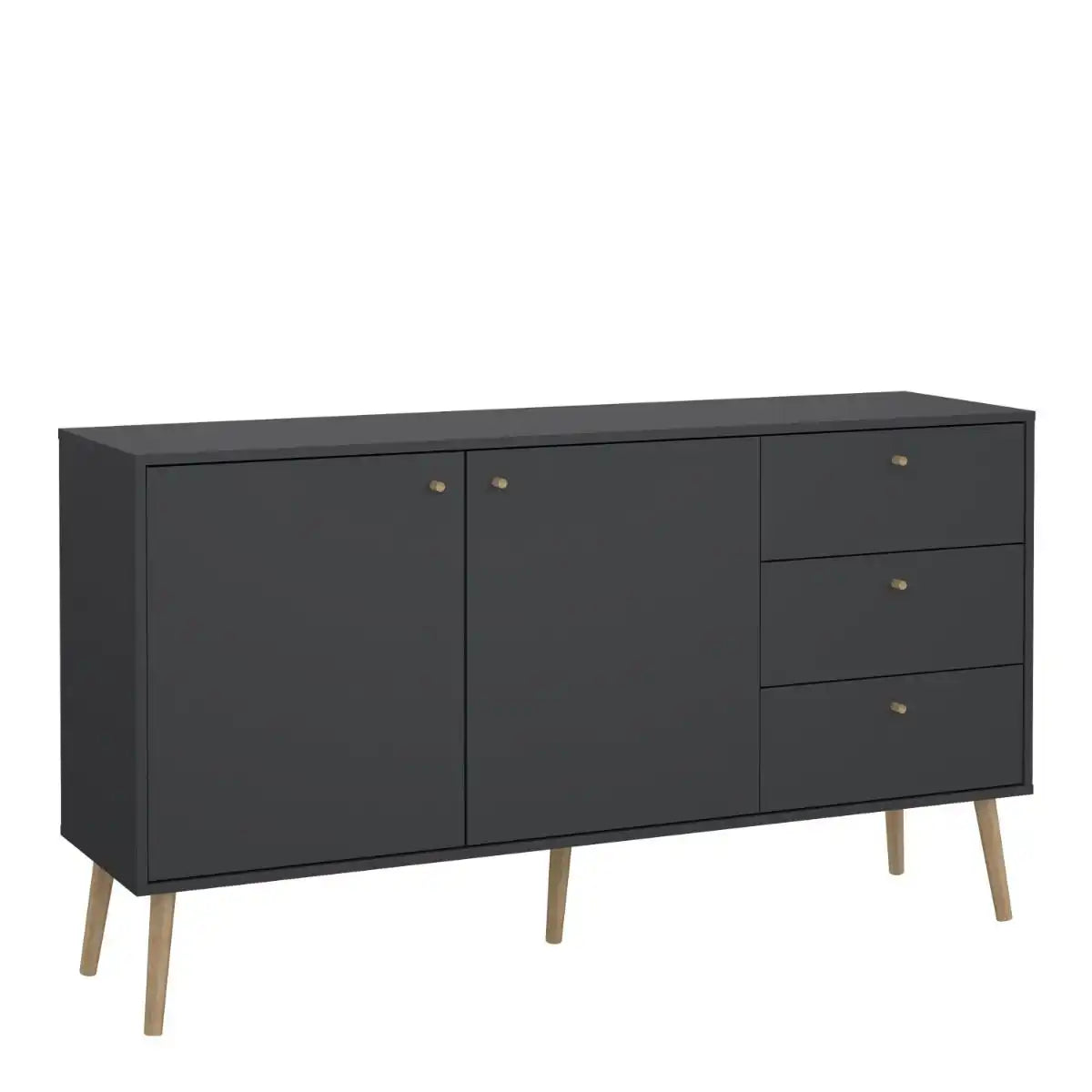 Cumbria Large Sideboard Buffet Unit 2 Doors + 3 Drawers Dark Grey - Price Crash Furniture