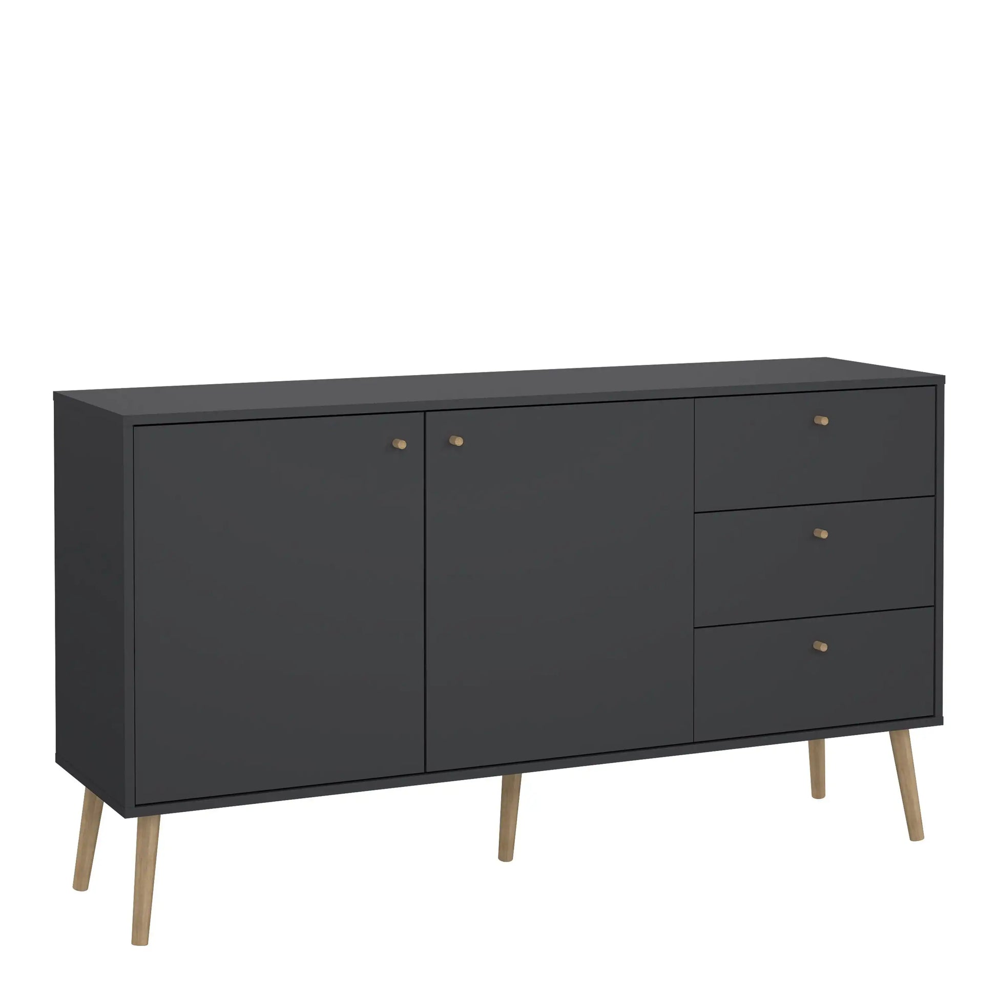 Cumbria Large Sideboard Buffet Unit 2 Doors + 3 Drawers Dark Grey - Price Crash Furniture