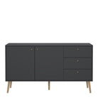 Cumbria Large Sideboard Buffet Unit 2 Doors + 3 Drawers Dark Grey - Price Crash Furniture