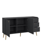 Cumbria Large Sideboard Buffet Unit 2 Doors + 3 Drawers Dark Grey - Price Crash Furniture