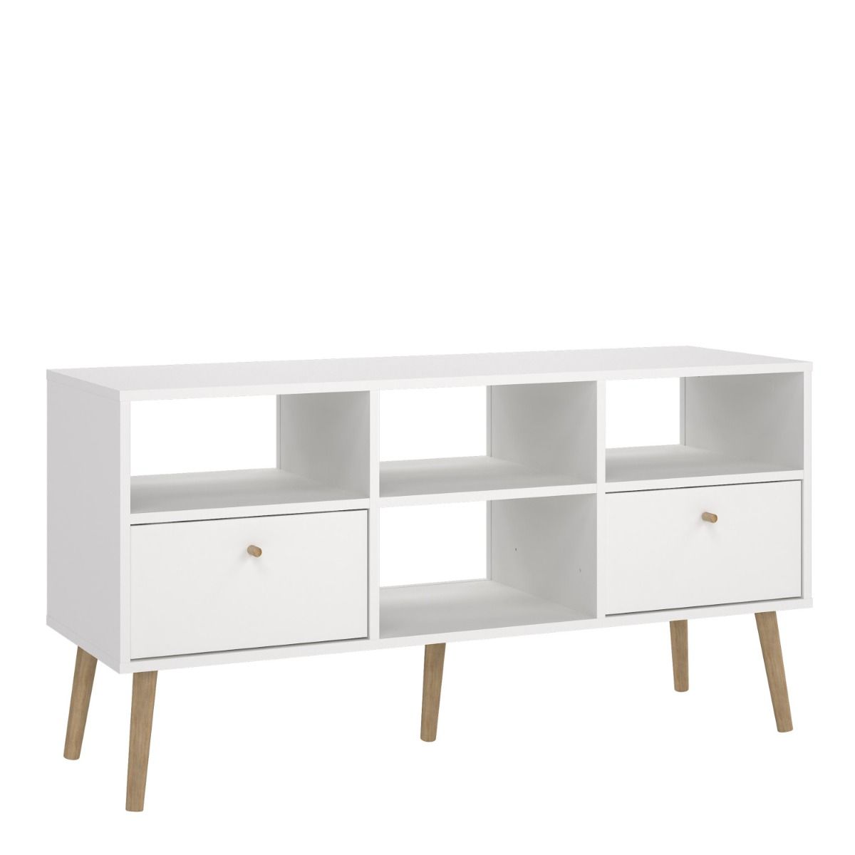 Cumbria TV Cabinet Unit 2 Drawers White - Price Crash Furniture