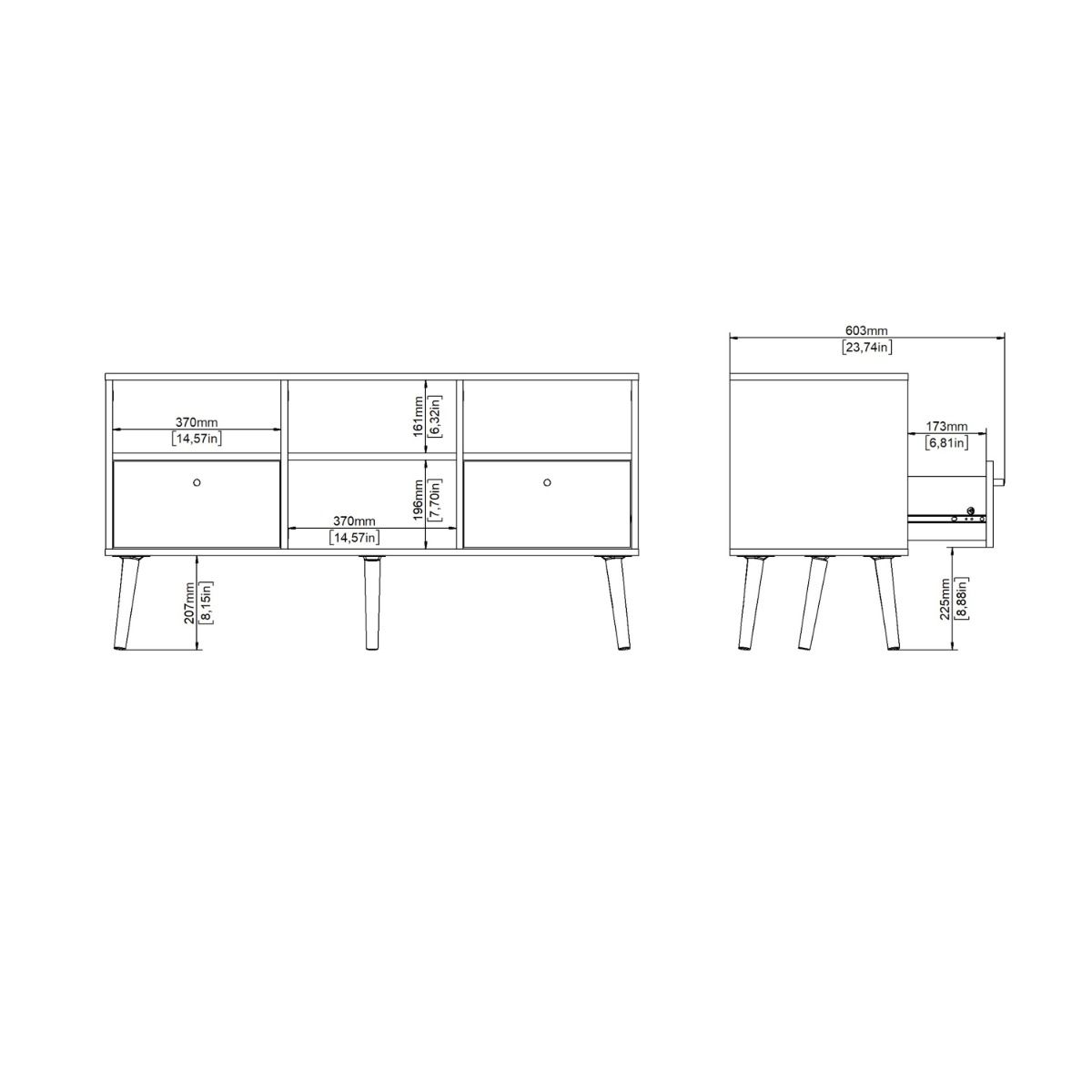 Cumbria TV Cabinet Unit 2 Drawers White - Price Crash Furniture