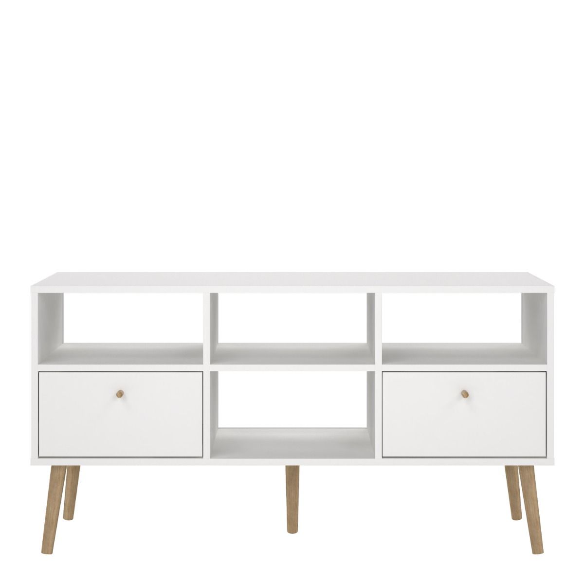 Cumbria TV Cabinet Unit 2 Drawers White - Price Crash Furniture