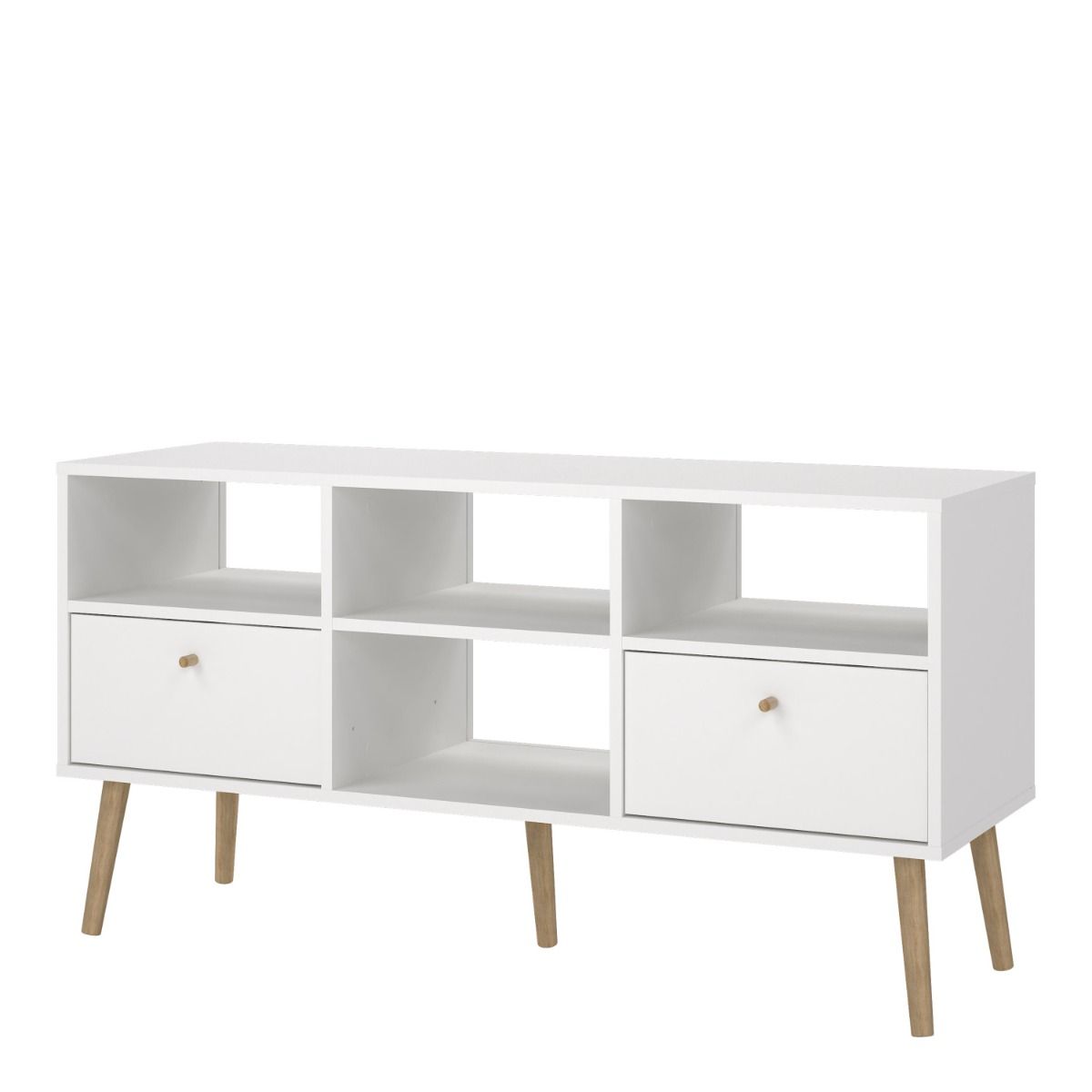 Cumbria TV Cabinet Unit 2 Drawers White - Price Crash Furniture