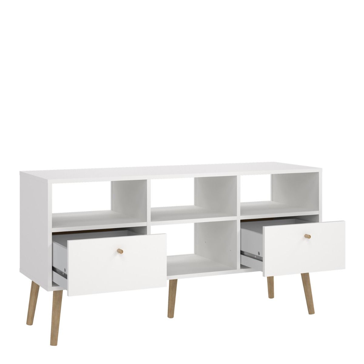 Cumbria TV Cabinet Unit 2 Drawers White - Price Crash Furniture