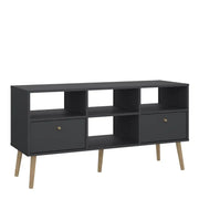 Cumbria TV Stand Unit 2 Drawers Dark Grey up to 42" TVs - Price Crash Furniture