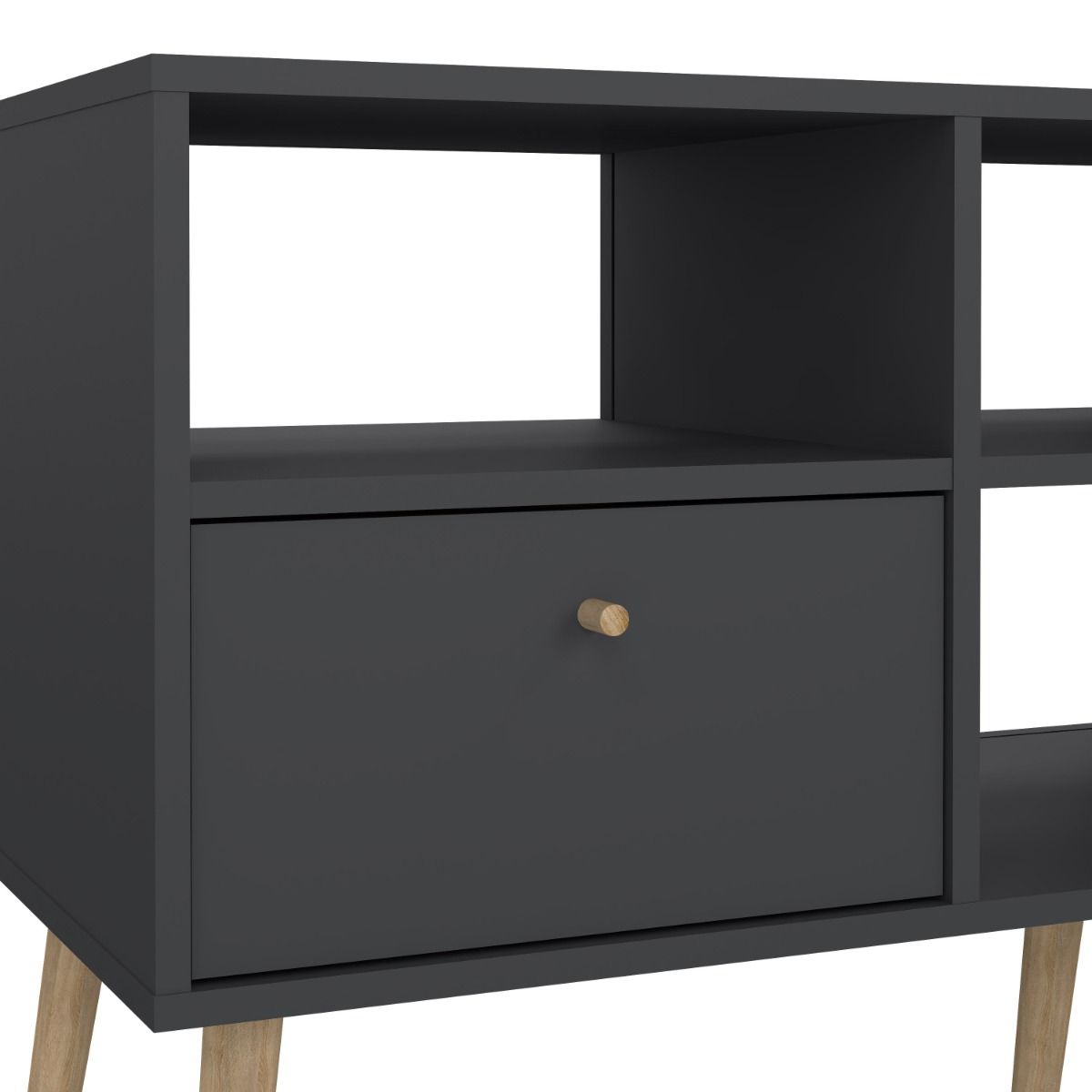 Cumbria TV Stand Unit 2 Drawers Dark Grey up to 42" TVs - Price Crash Furniture