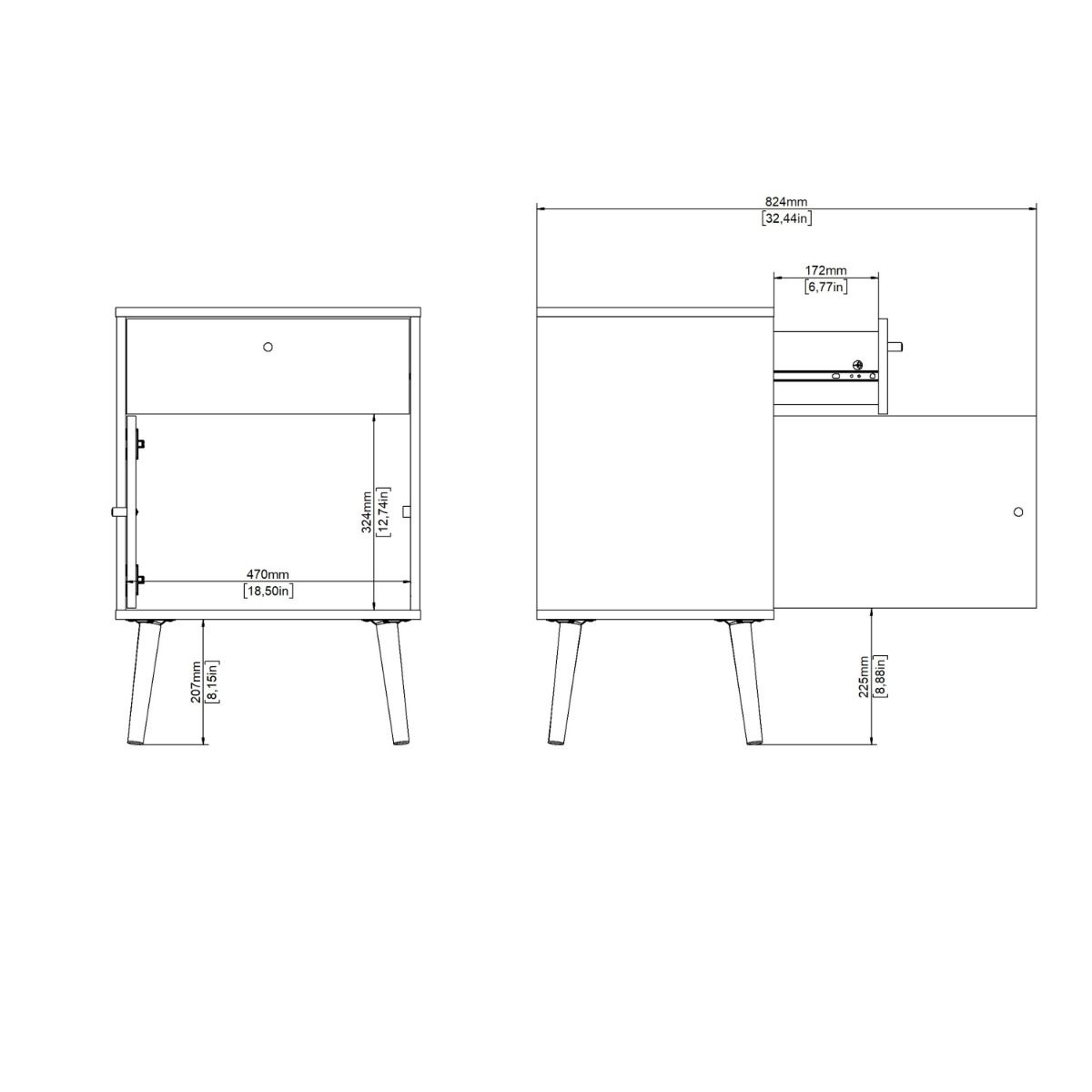 Cumbria Nightstand 1 Door + 1 Drawer White - Price Crash Furniture