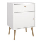 Cumbria Nightstand 1 Door + 1 Drawer White - Price Crash Furniture