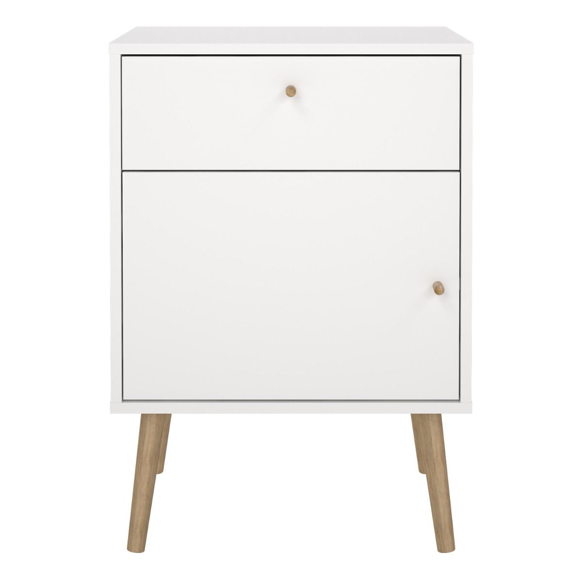 Cumbria Nightstand 1 Door + 1 Drawer White - Price Crash Furniture