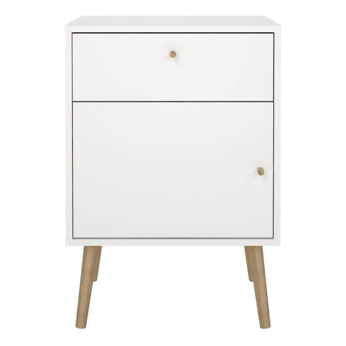 Cumbria Nightstand 1 Door + 1 Drawer White - Price Crash Furniture