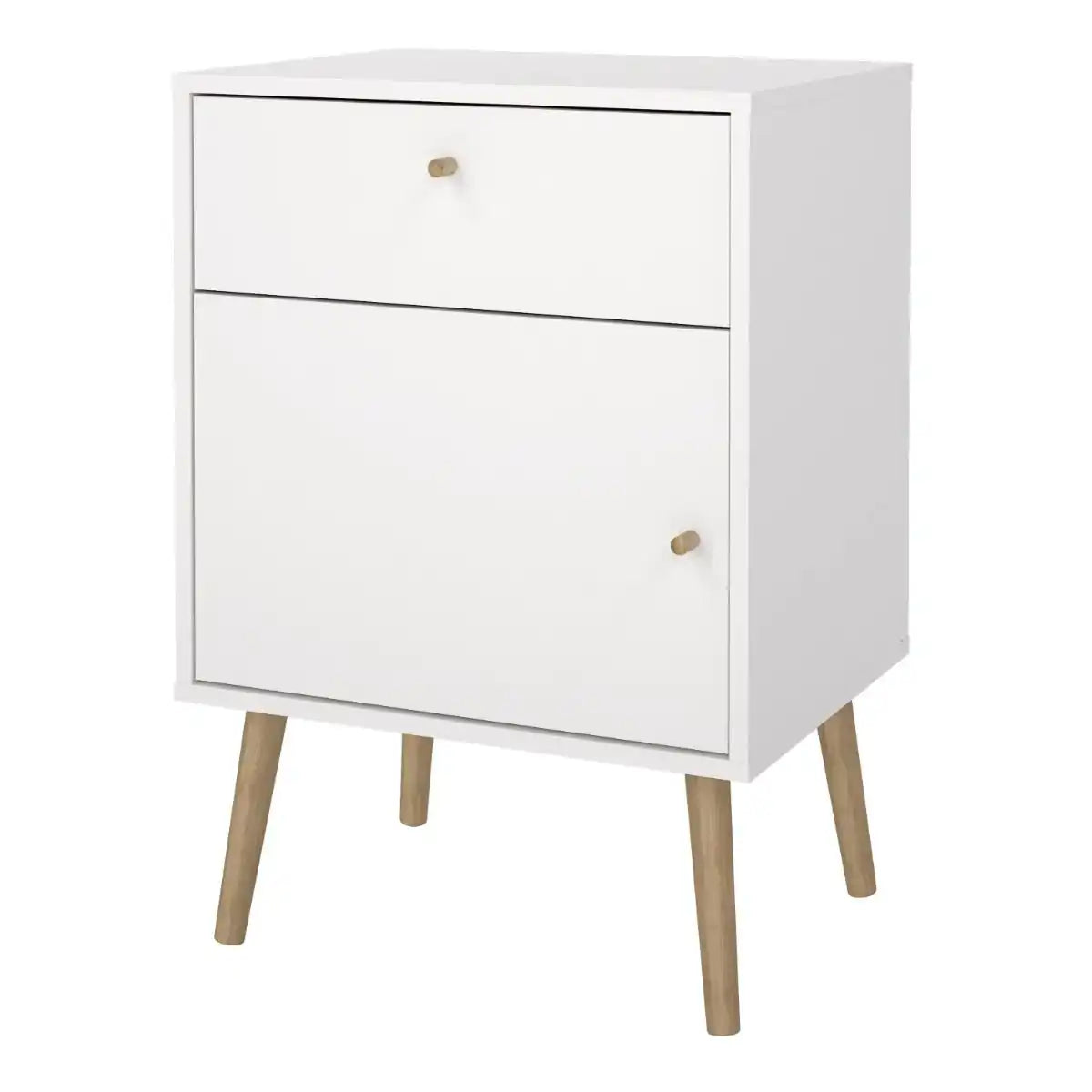 Cumbria Nightstand 1 Door + 1 Drawer White - Price Crash Furniture