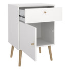 Cumbria Nightstand 1 Door + 1 Drawer White - Price Crash Furniture