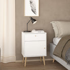 Cumbria Nightstand 1 Door + 1 Drawer White - Price Crash Furniture