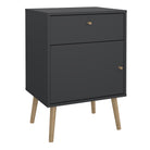 Cumbria Bedside Table Cabinet 1 Door + 1 Drawer Dark Grey - Price Crash Furniture