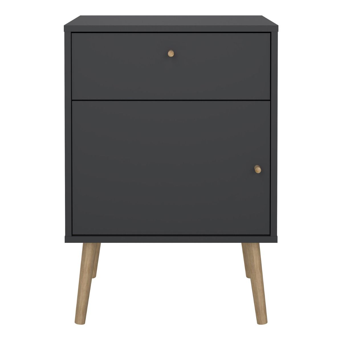 Cumbria Bedside Table Cabinet 1 Door + 1 Drawer Dark Grey - Price Crash Furniture