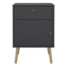 Cumbria Bedside Table Cabinet 1 Door + 1 Drawer Dark Grey - Price Crash Furniture