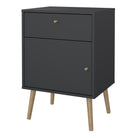 Cumbria Bedside Table Cabinet 1 Door + 1 Drawer Dark Grey - Price Crash Furniture