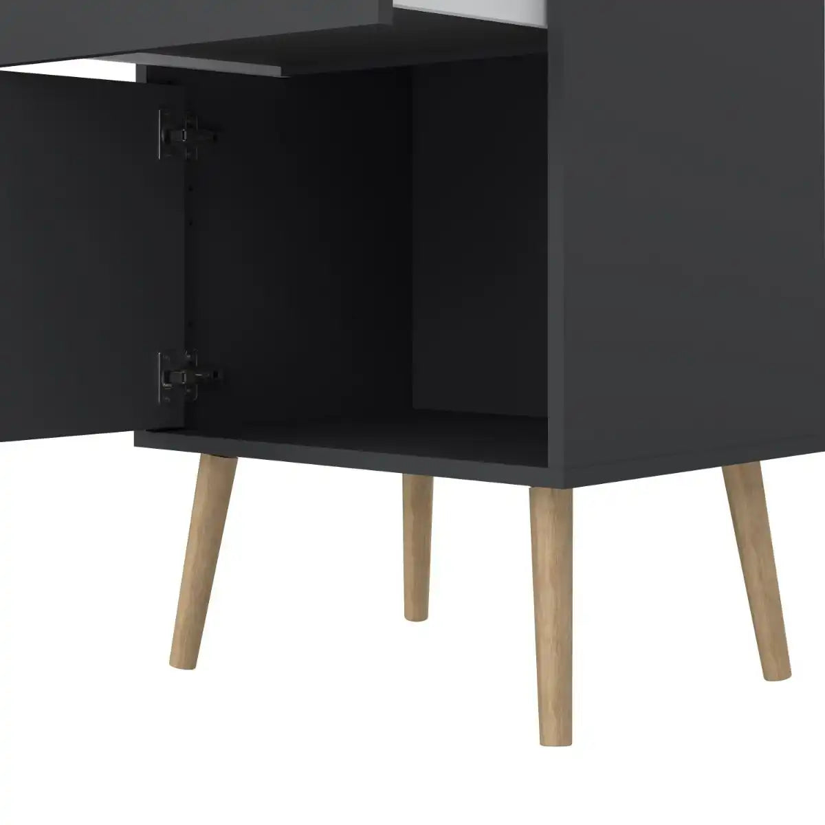 Cumbria Bedside Table Cabinet 1 Door + 1 Drawer Dark Grey - Price Crash Furniture