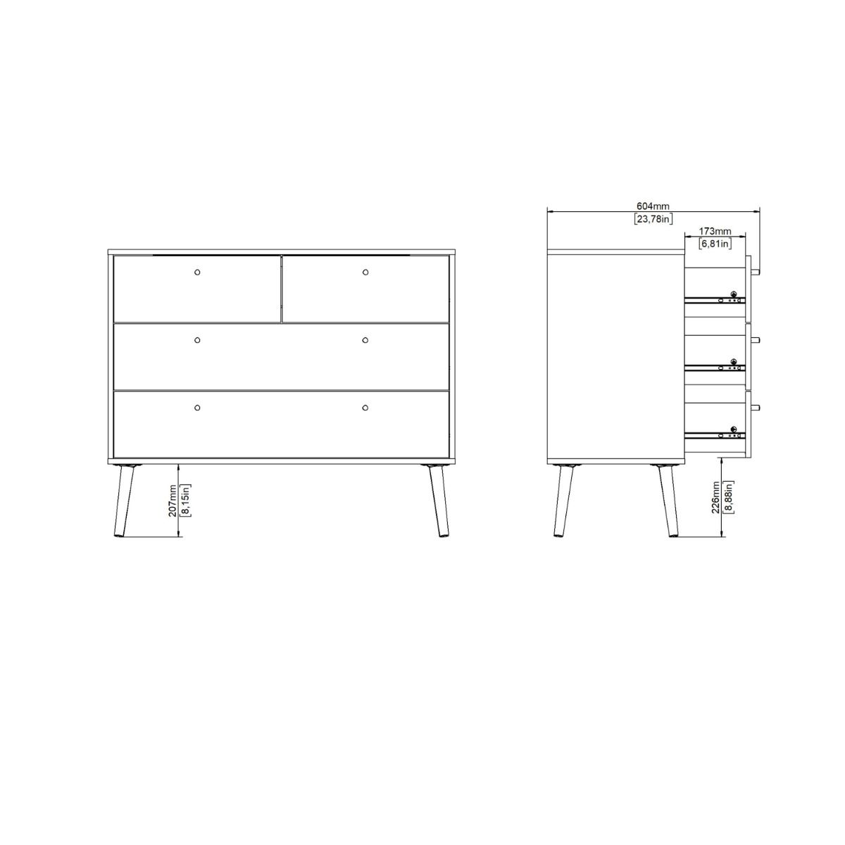 Cumbria  2+2 4 Drawer Chest Drawers in White - Price Crash Furniture