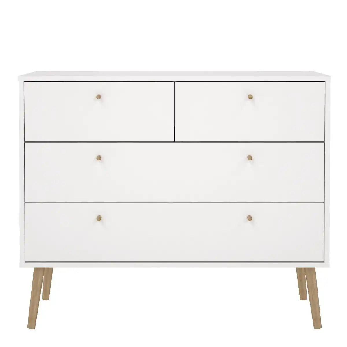 Cumbria 2+2 4 Drawer Chest Drawers in White - Price Crash Furniture