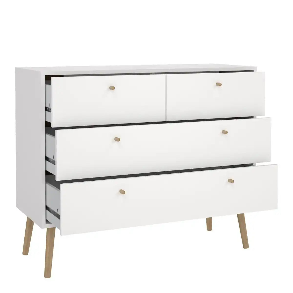 Cumbria 2+2 4 Drawer Chest Drawers in White - Price Crash Furniture