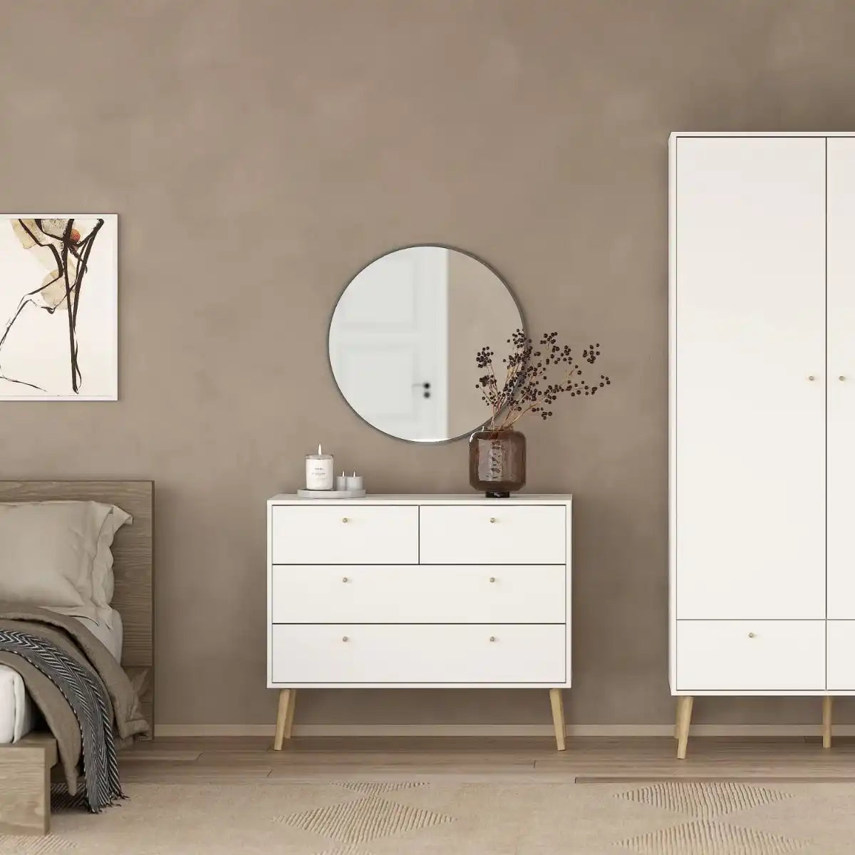 Cumbria 2+2 4 Drawer Chest Drawers in White - Price Crash Furniture