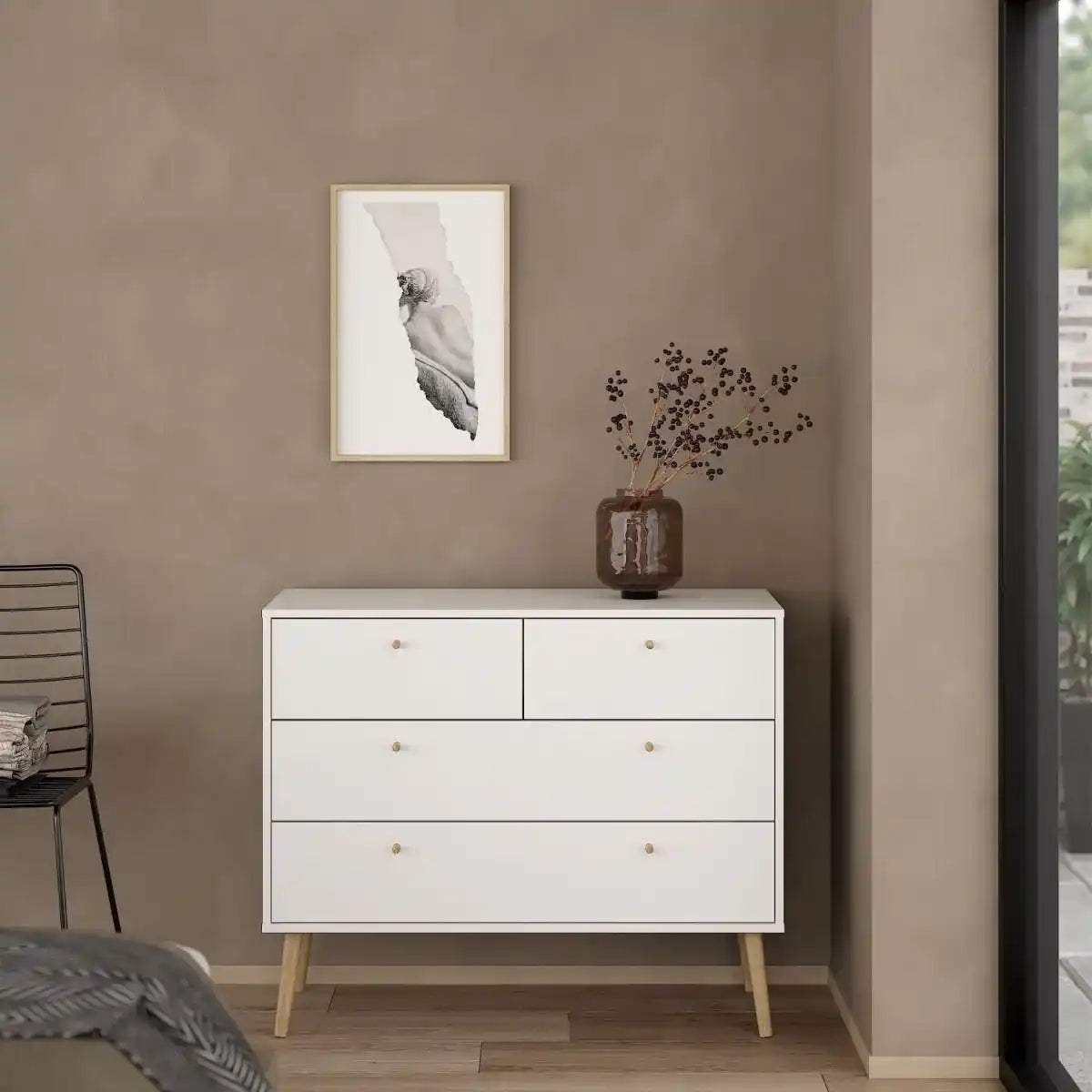 Cumbria 2+2 4 Drawer Chest Drawers in White - Price Crash Furniture