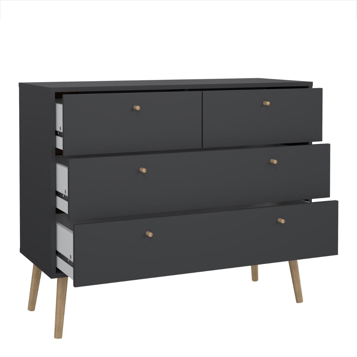 Cumbria 4 Drawer Chest of Drawers Unit in Dark Grey - Price Crash Furniture