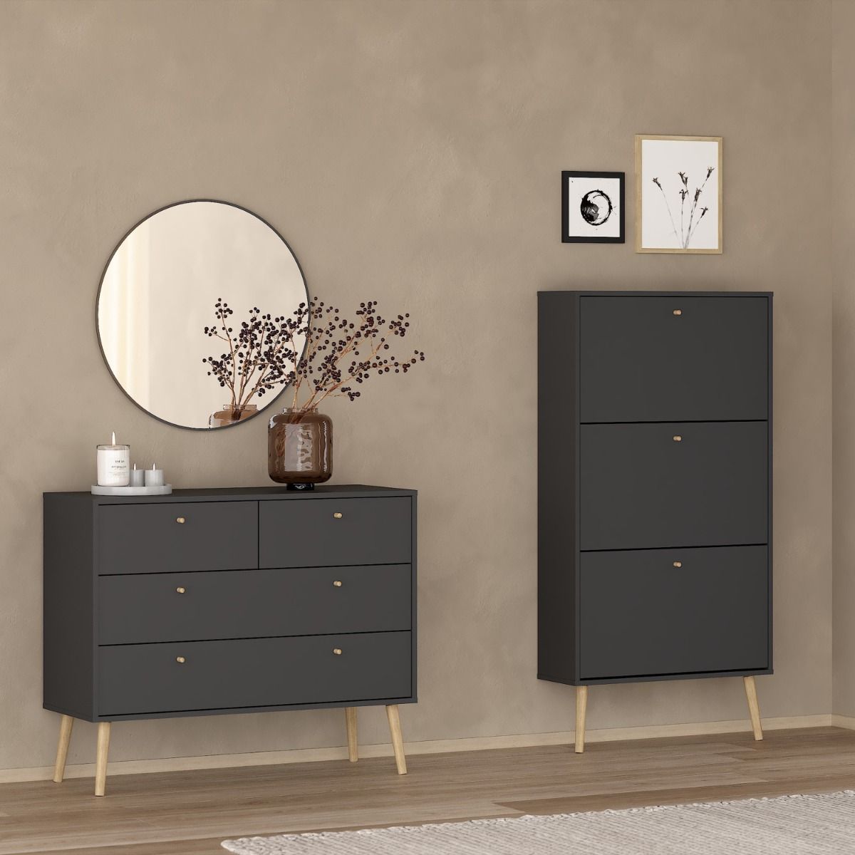 Cumbria 4 Drawer Chest of Drawers Unit in Dark Grey - Price Crash Furniture