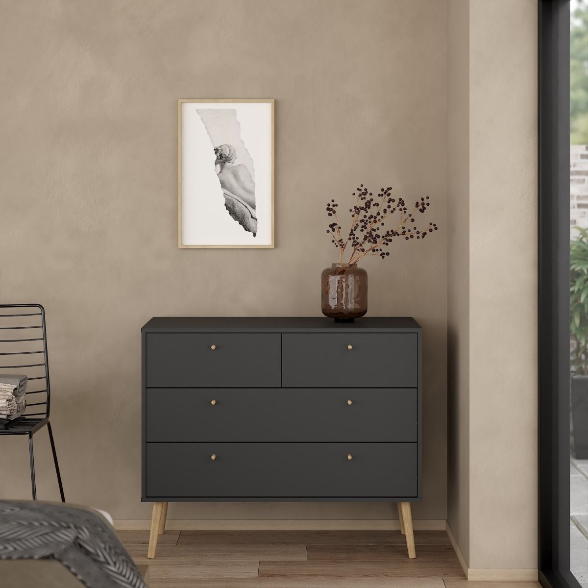 Cumbria 4 Drawer Chest of Drawers Unit in Dark Grey - Price Crash Furniture