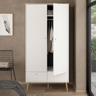 Cumbria Wardrobe With 2 Doors + 2 Drawers White - Price Crash Furniture