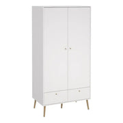 Cumbria Wardrobe With 2 Doors + 2 Drawers White - Price Crash Furniture