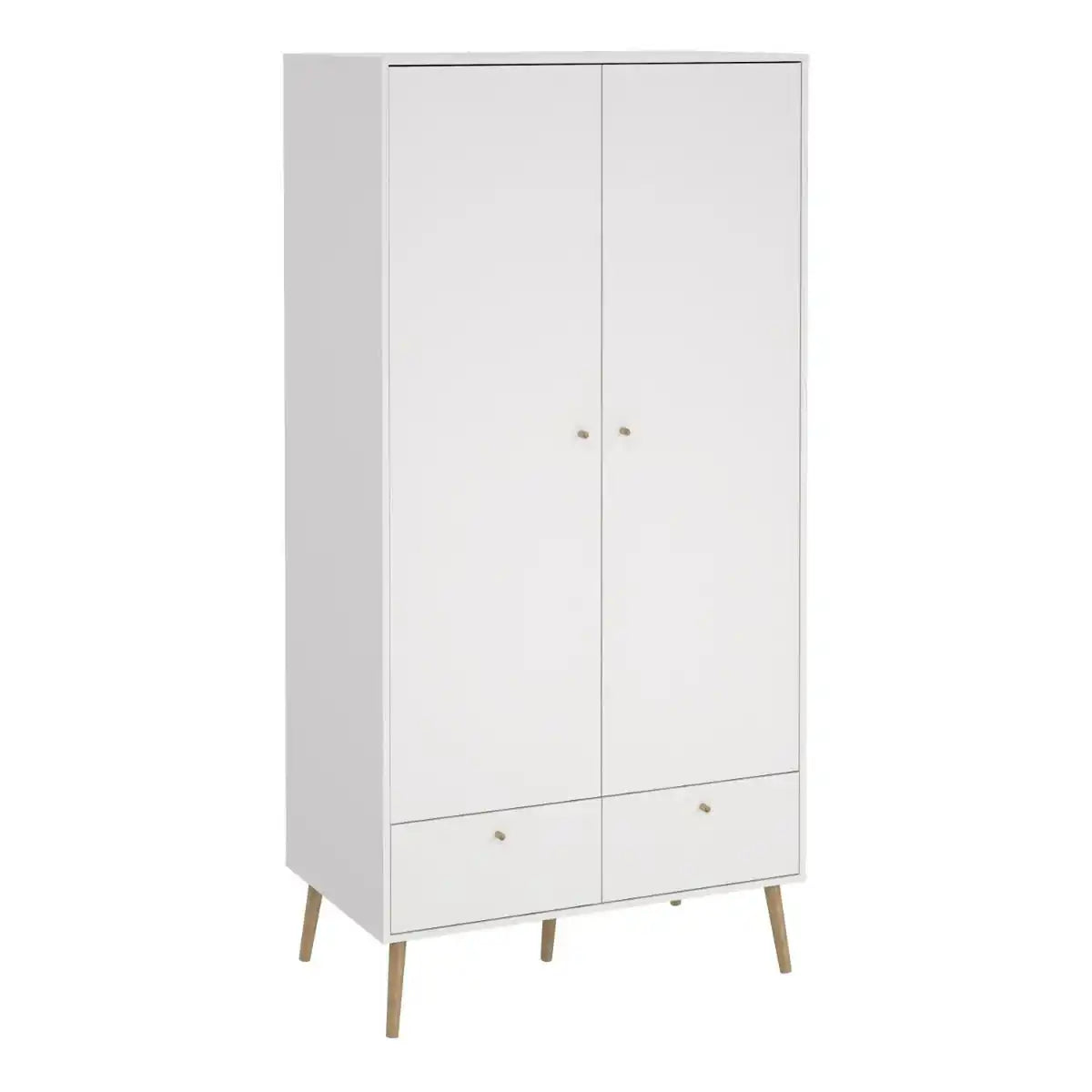 Cumbria Wardrobe With 2 Doors + 2 Drawers White - Price Crash Furniture