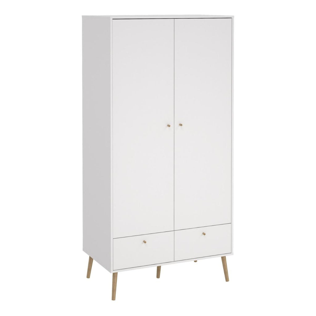 Cumbria Wardrobe With 2 Doors + 2 Drawers White - Price Crash Furniture