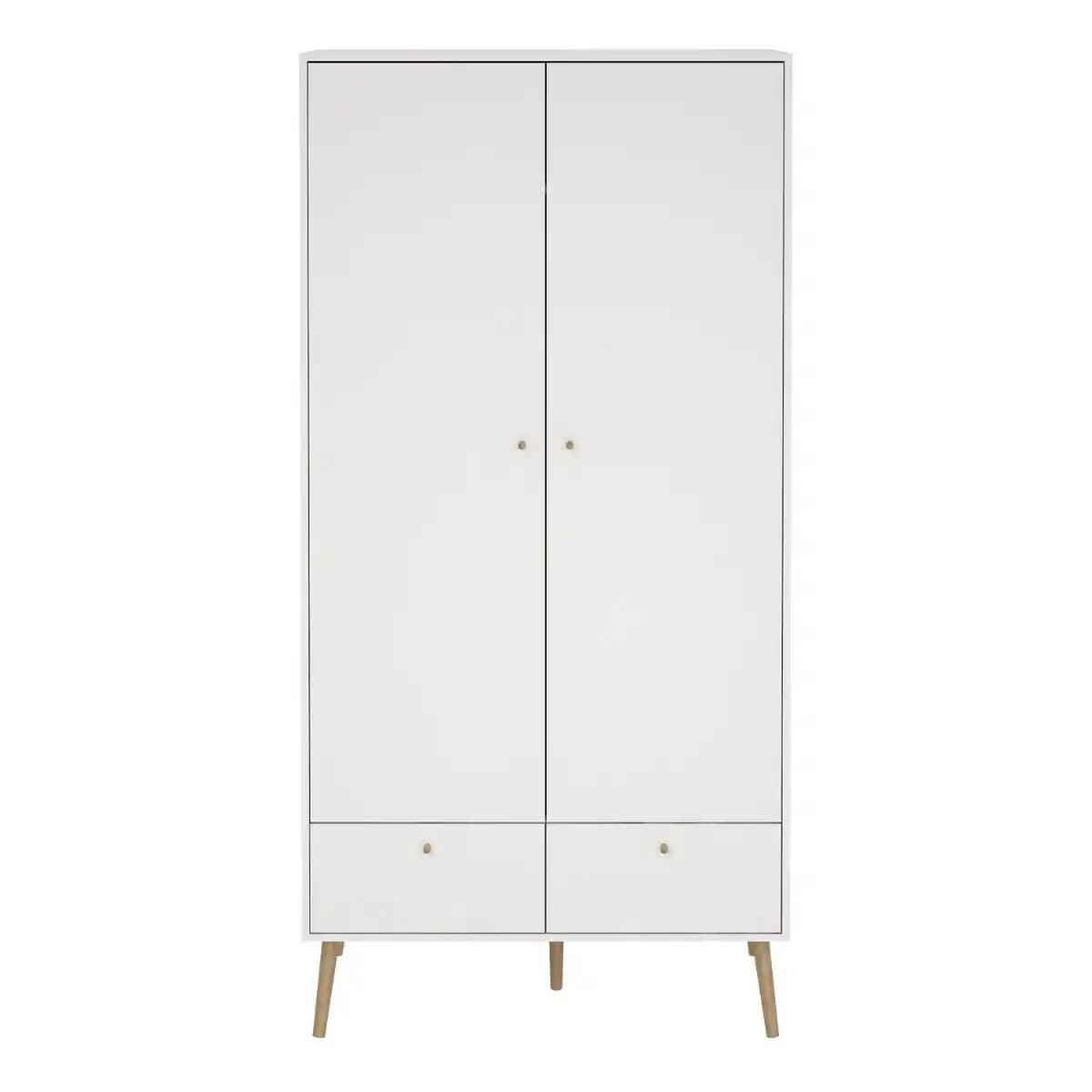 Cumbria Wardrobe With 2 Doors + 2 Drawers White - Price Crash Furniture
