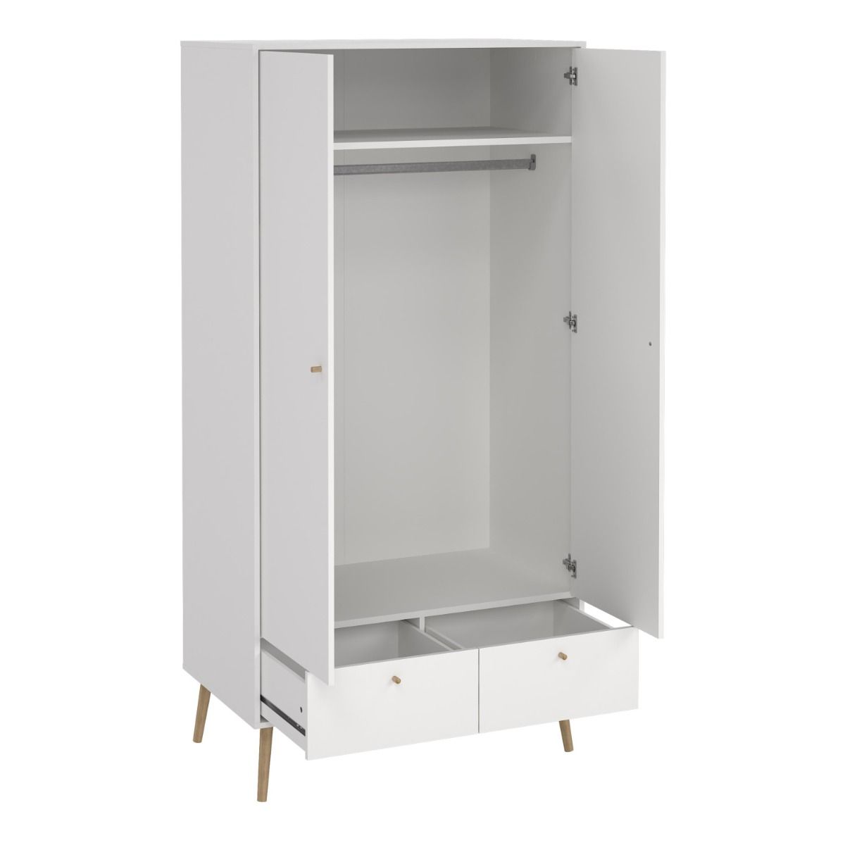 Cumbria Wardrobe With 2 Doors + 2 Drawers White - Price Crash Furniture