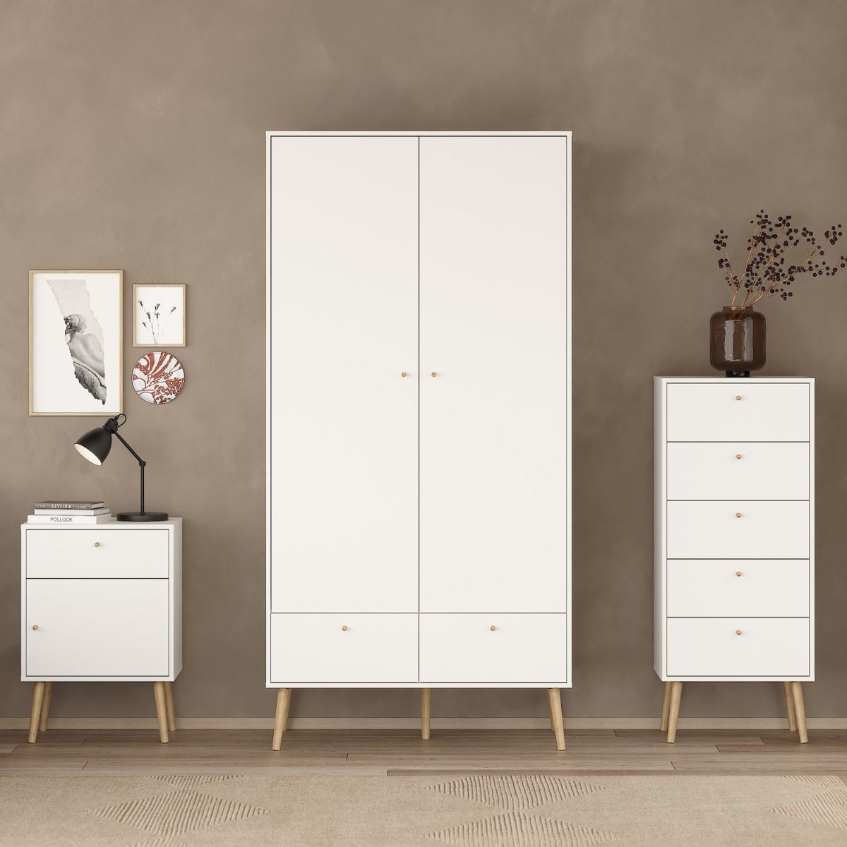 Cumbria Wardrobe With 2 Doors + 2 Drawers White - Price Crash Furniture