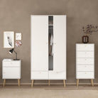 Cumbria Wardrobe With 2 Doors + 2 Drawers White - Price Crash Furniture