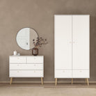 Cumbria Wardrobe With 2 Doors + 2 Drawers White - Price Crash Furniture