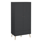 Cumbria Large Tall Wide Wardrobe With 2 Doors + 2 Drawers Dark Grey - Price Crash Furniture