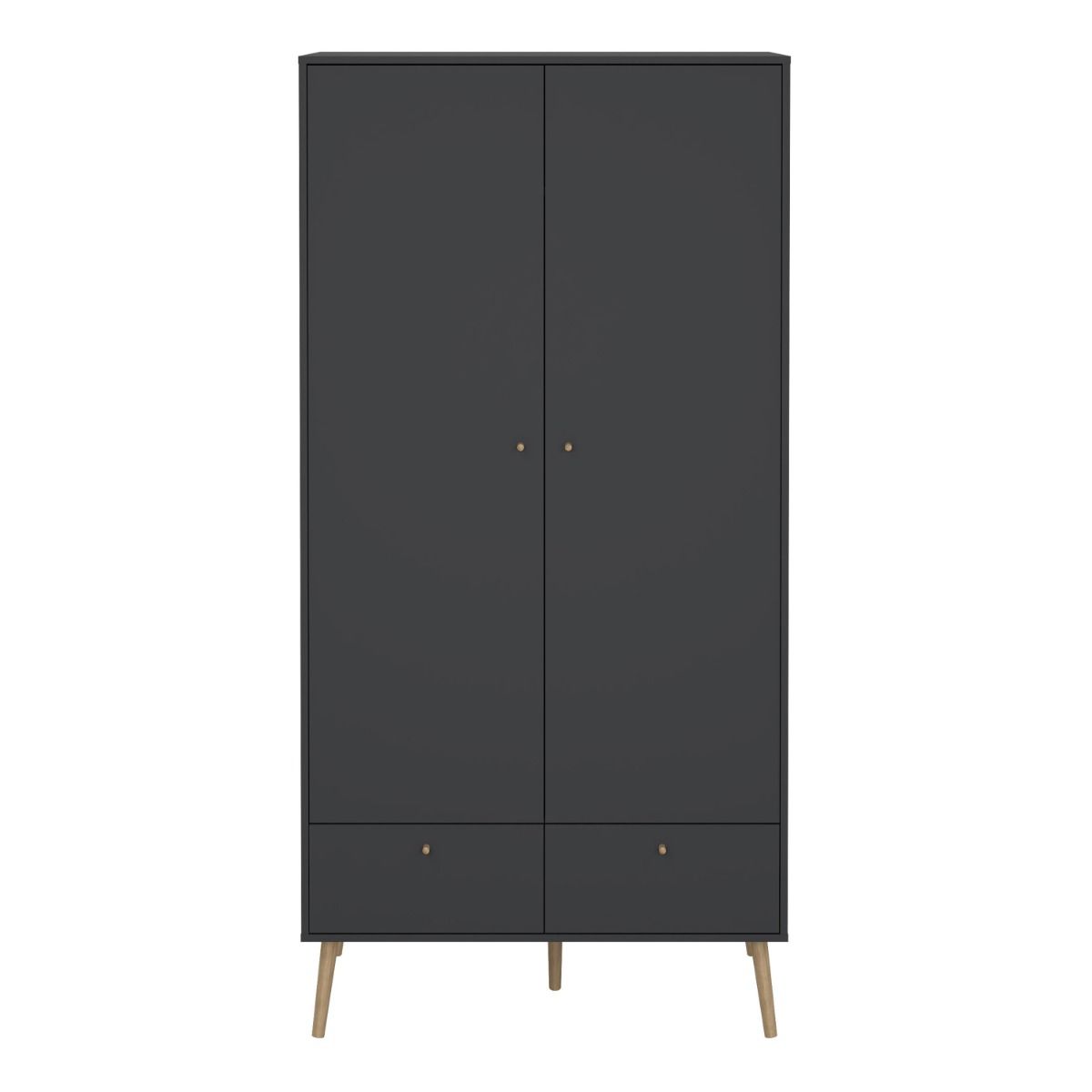 Cumbria Large Tall Wide Wardrobe With 2 Doors + 2 Drawers Dark Grey - Price Crash Furniture