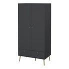 Cumbria Large Tall Wide Wardrobe With 2 Doors + 2 Drawers Dark Grey - Price Crash Furniture