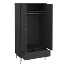 Cumbria Large Tall Wide Wardrobe With 2 Doors + 2 Drawers Dark Grey - Price Crash Furniture