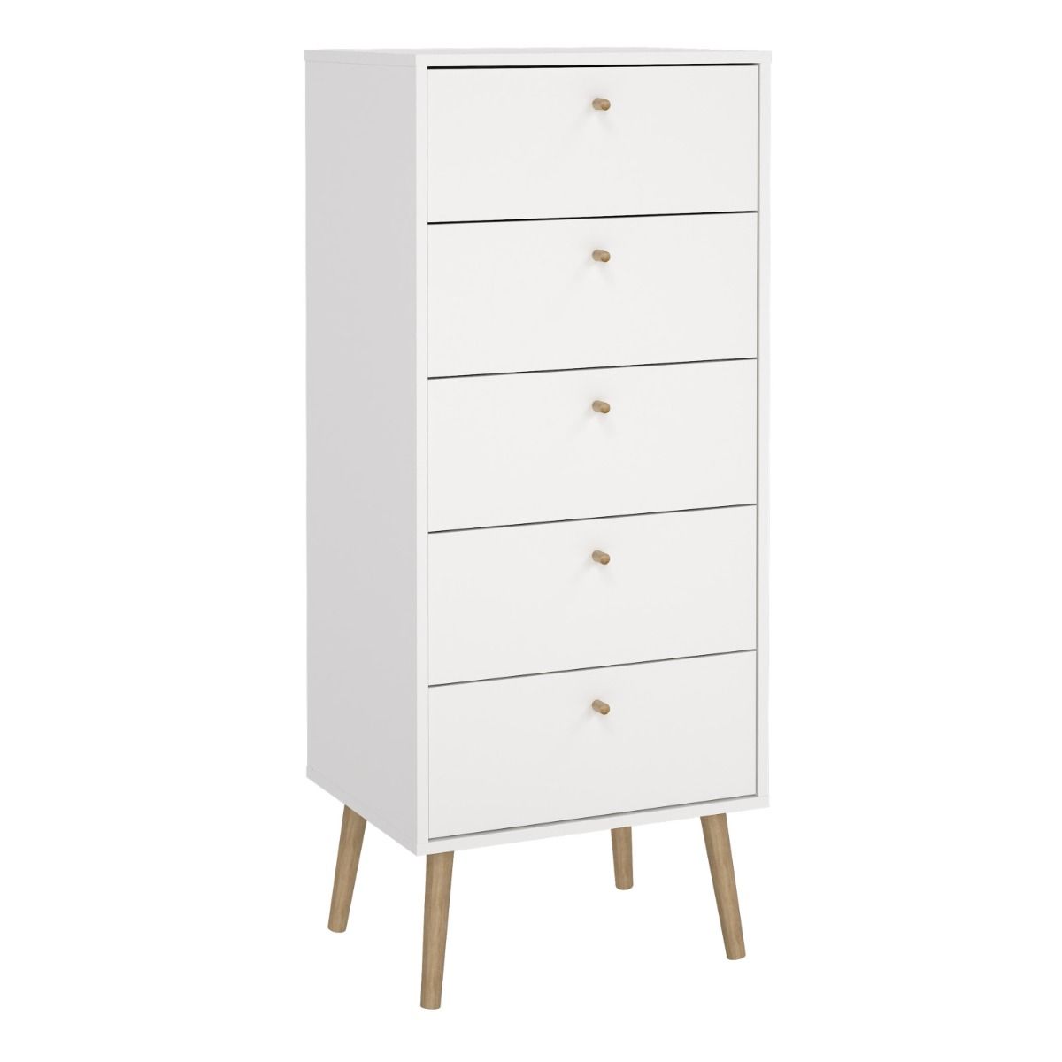 Cumbria Tall Narrow Tallboy 5 Drawer White Chest of Drawers - Price Crash Furniture