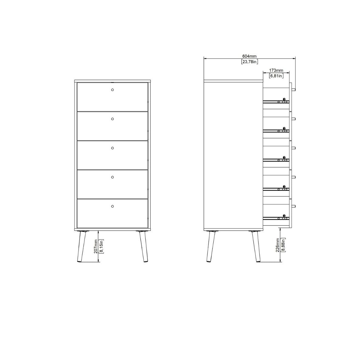 Cumbria Tall Narrow Tallboy 5 Drawer White Chest of Drawers - Price Crash Furniture