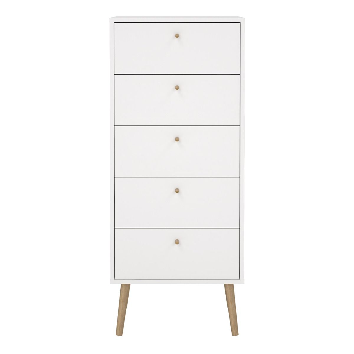 Cumbria Tall Narrow Tallboy 5 Drawer White Chest of Drawers - Price Crash Furniture