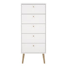 Cumbria Tall Narrow Tallboy 5 Drawer White Chest of Drawers - Price Crash Furniture