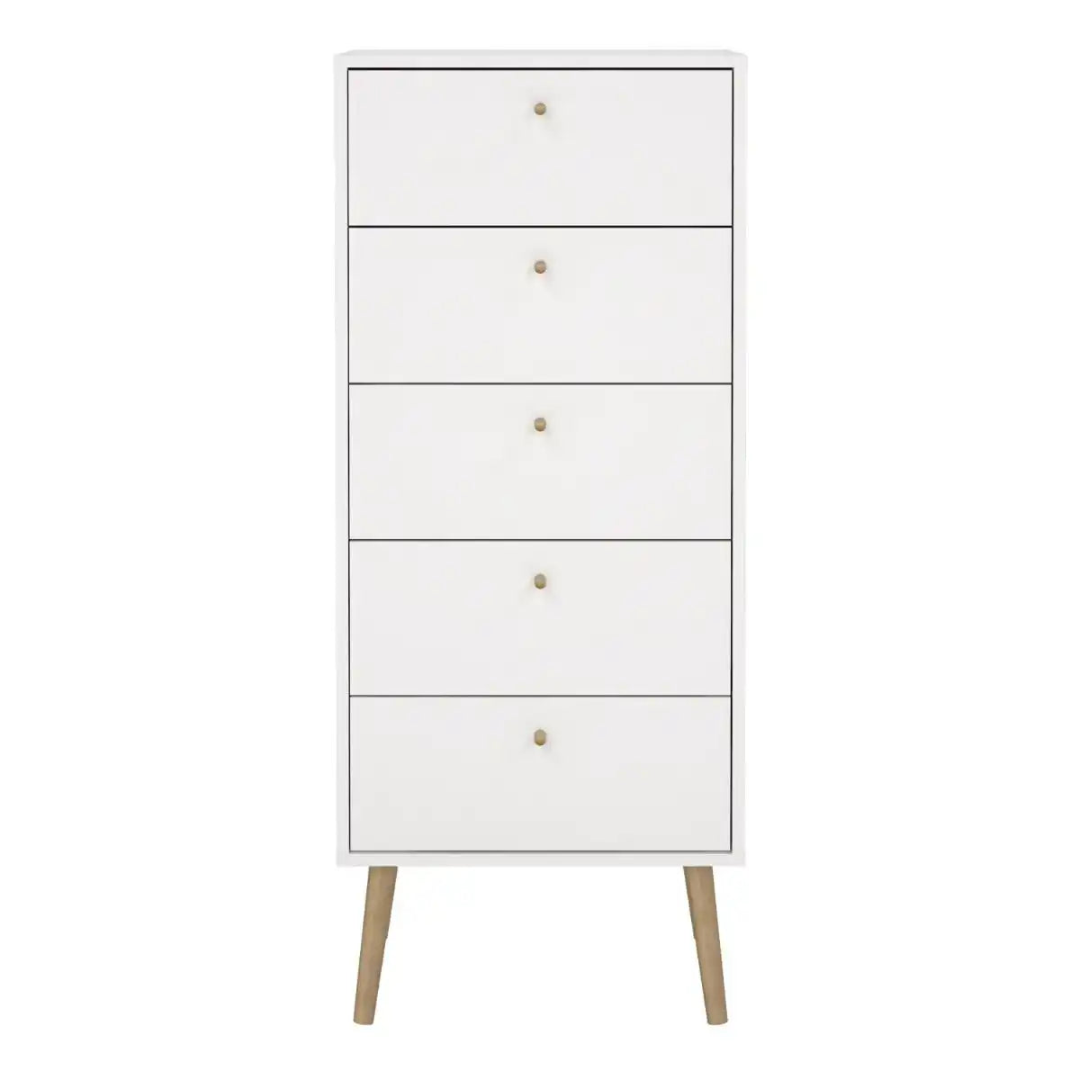 Cumbria Tall Narrow Tallboy 5 Drawer White Chest of Drawers - Price Crash Furniture